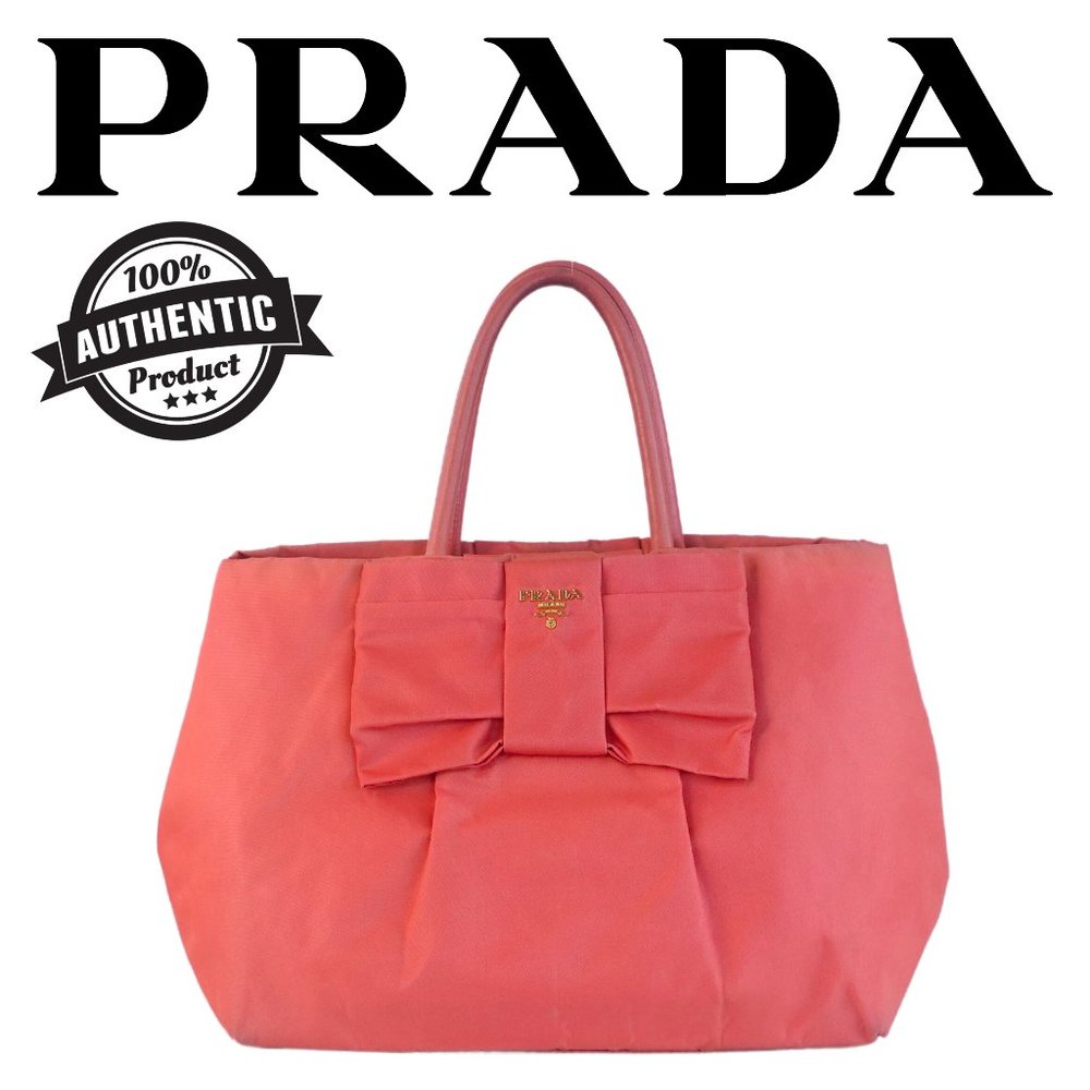 Prada Nylon bow tote bag pink